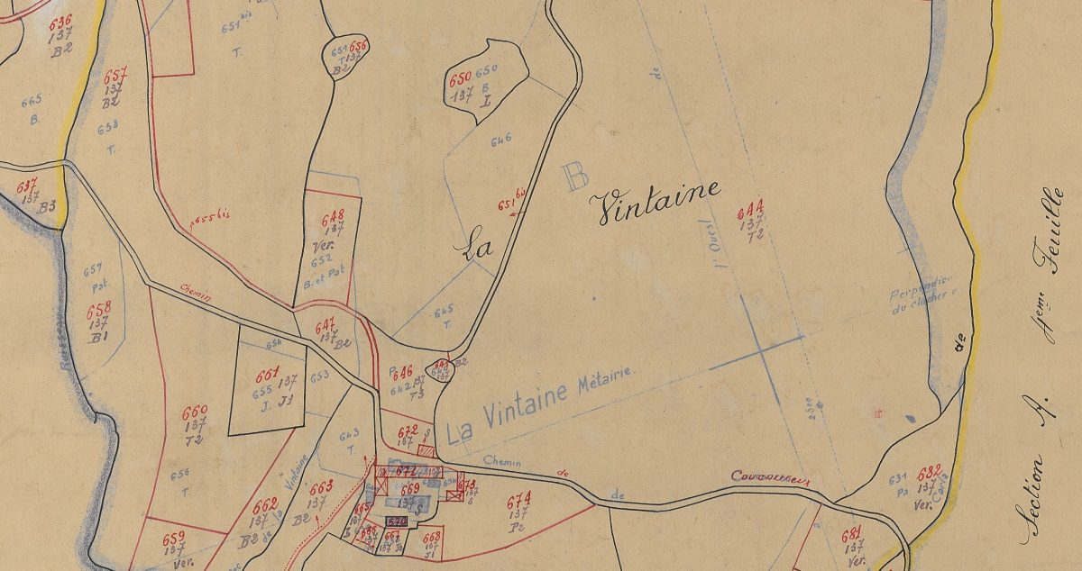 Extrait du plan cadastral bleu, section A 5
